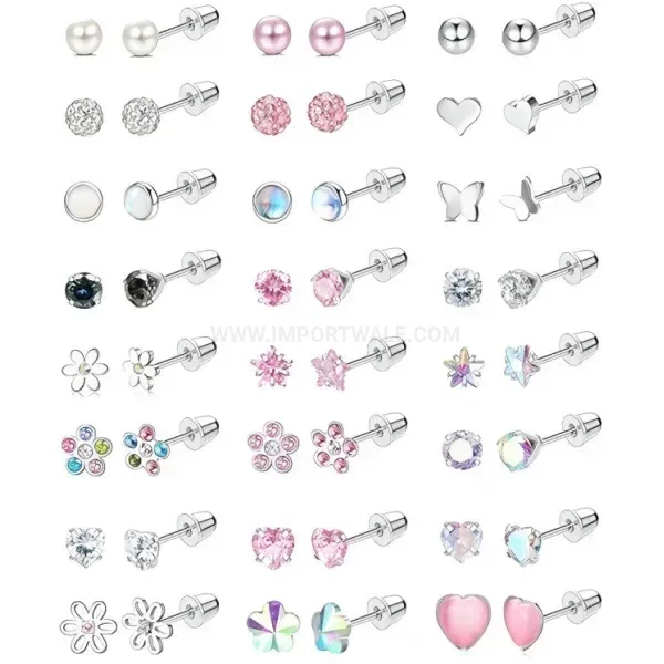 Bold Minimalist Stainless Steel Clay Ball Cartilage Earring Set