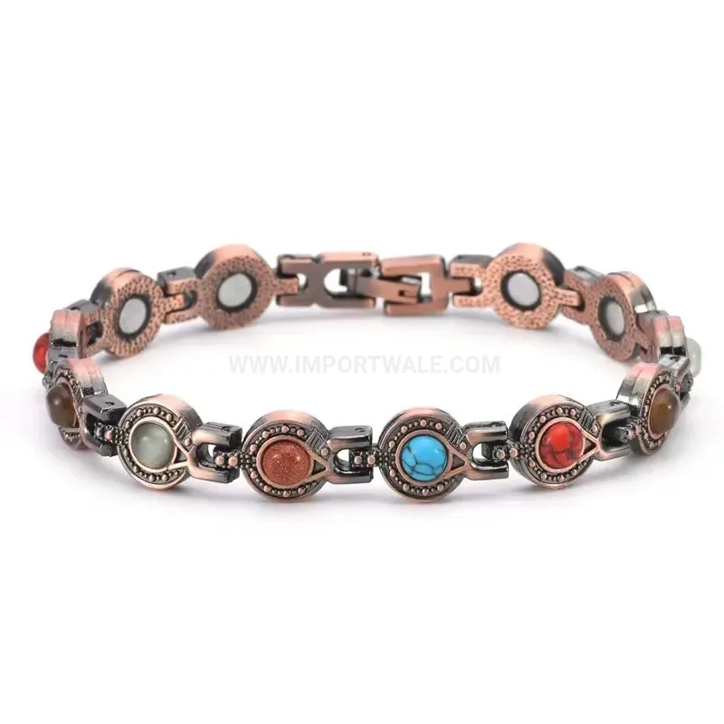 Vintage Red Copper Turquoise Bio Magnetic Energy Bracelet