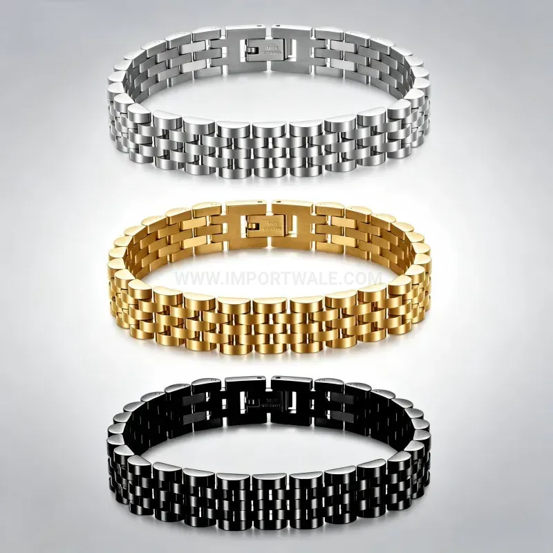 Stylish Unisex Stainless Steel Watchband Link Magnetic Bracelet