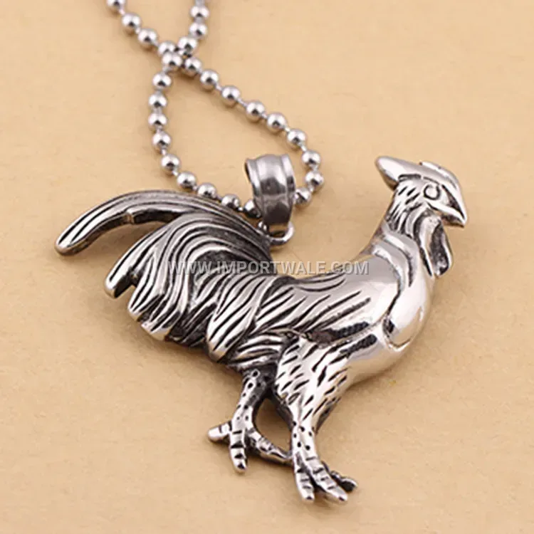 Gallic Rooster Stainless Steel Pendant Necklace for Men