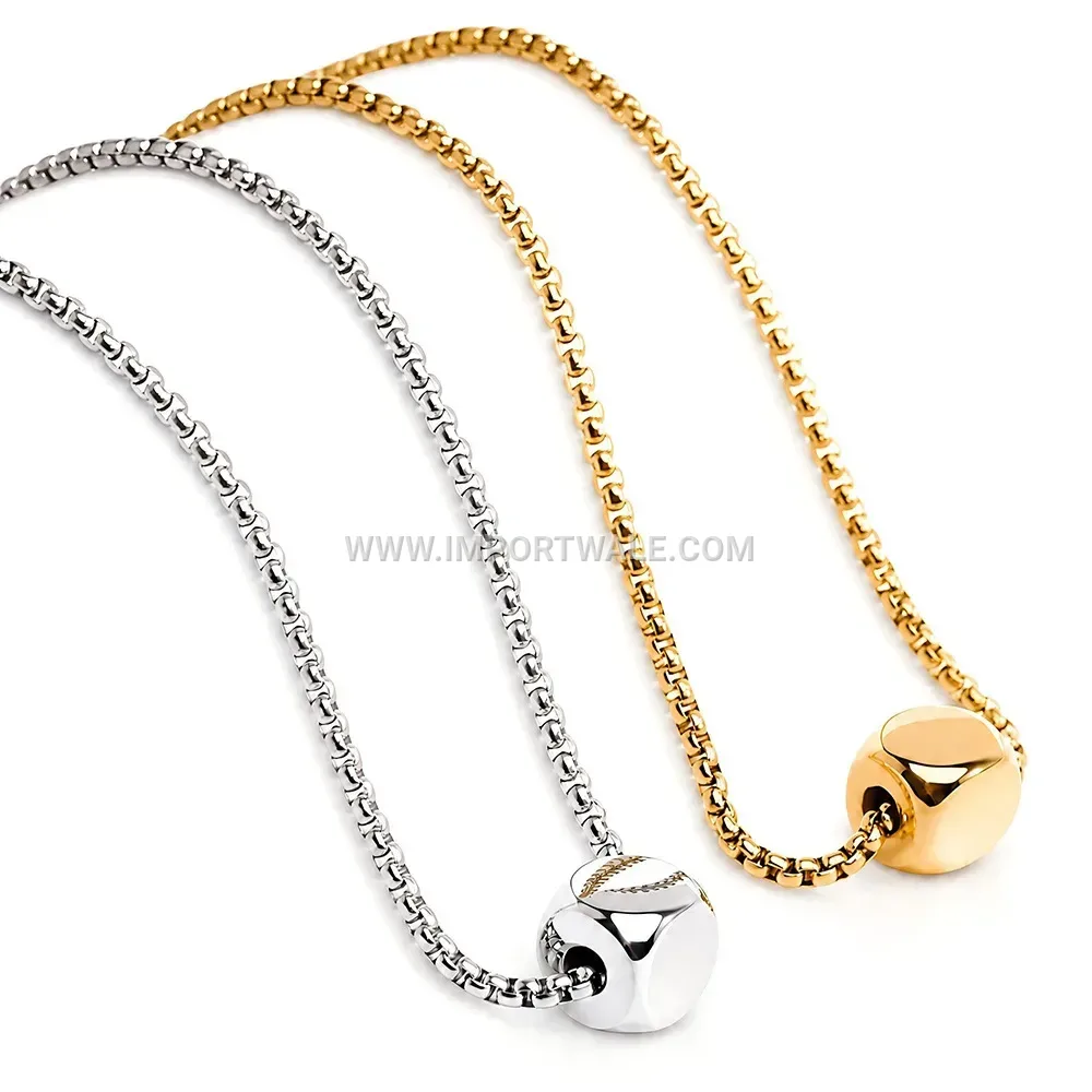 Sleek Geometric Cube Pendant Polished Stainless Steel Necklace