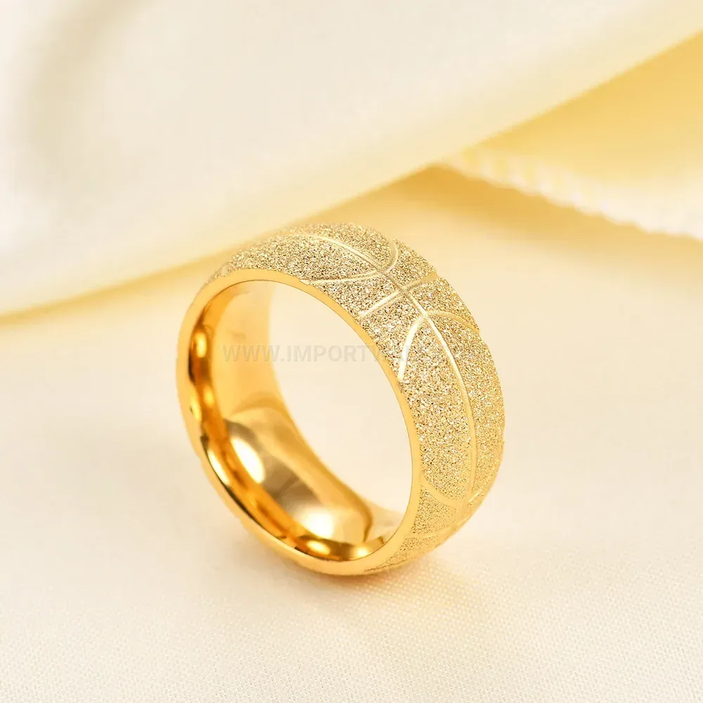 Bold Textured Stainless Steel Band Ring with Matte Finish