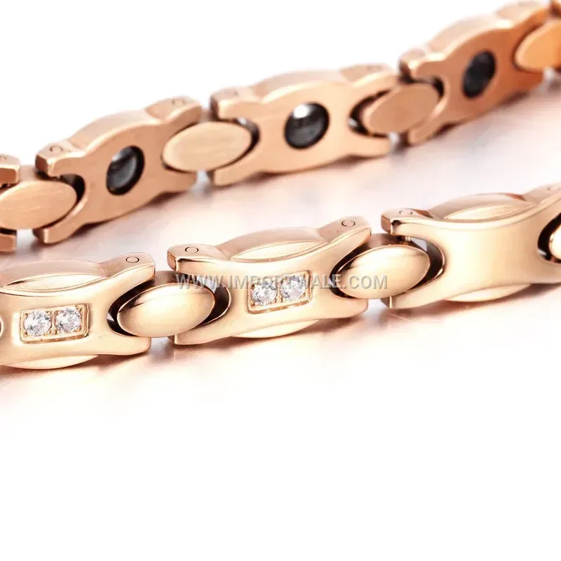 18K Gold Plated Crystal Geometric Titanium Steel Bracelet