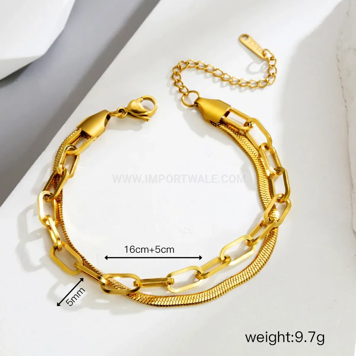 Layered Stainless Steel Snake Chain Bracelet
