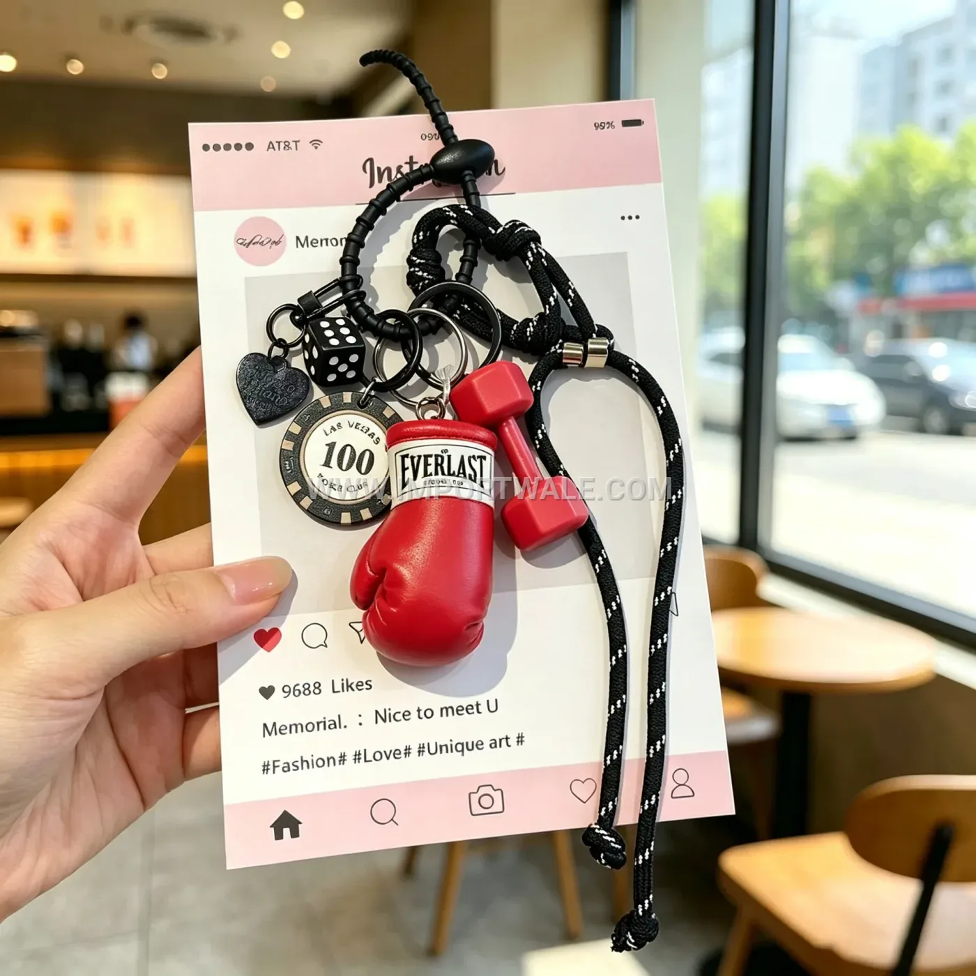 Boxing Glove Leather Keychain Bag Charm