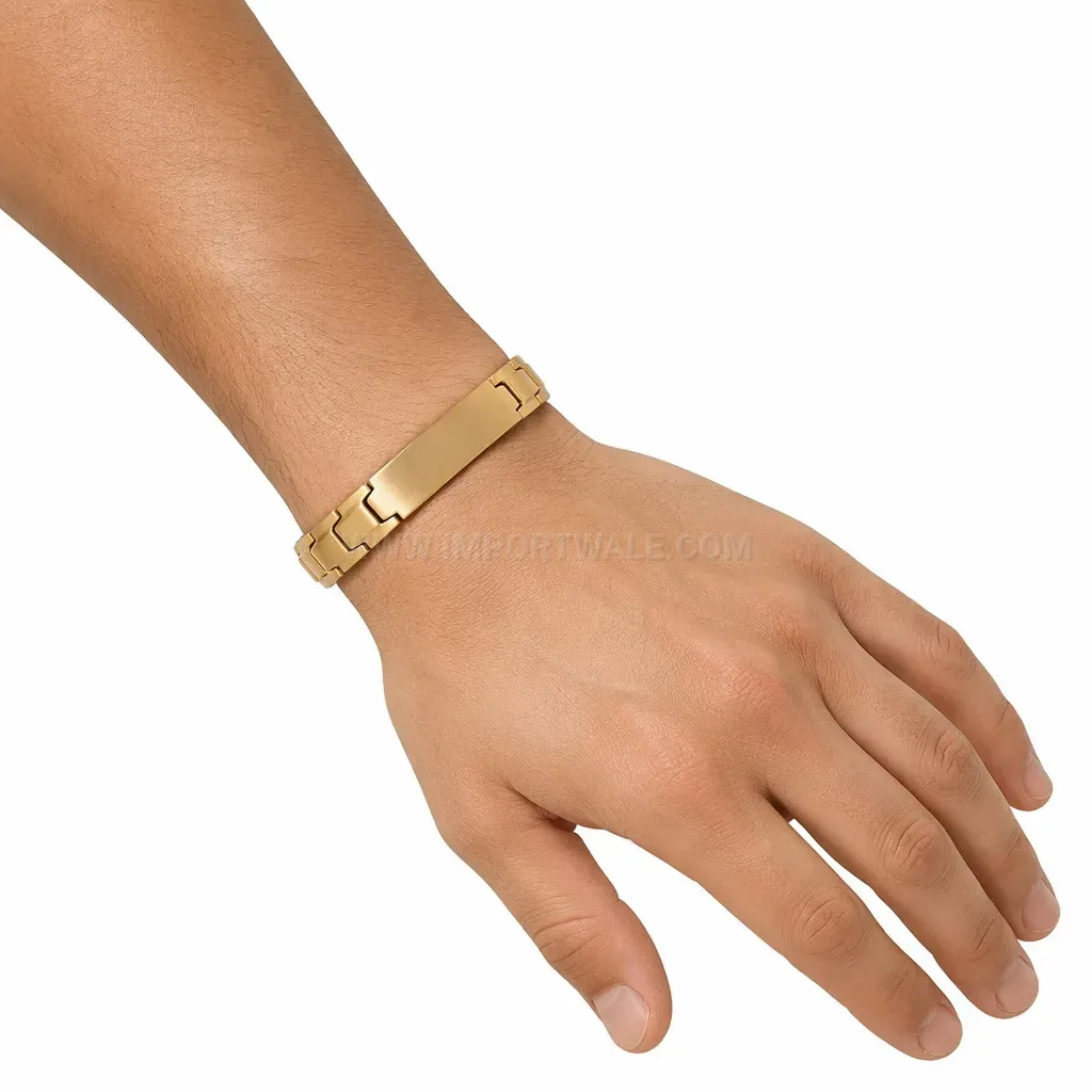 Brushed Two Tone Stainless Steel Curved ID Plate Bracelet