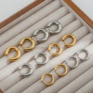 Eighteen Karat Gold Plated Teardrop Hoop Earrings with Stone