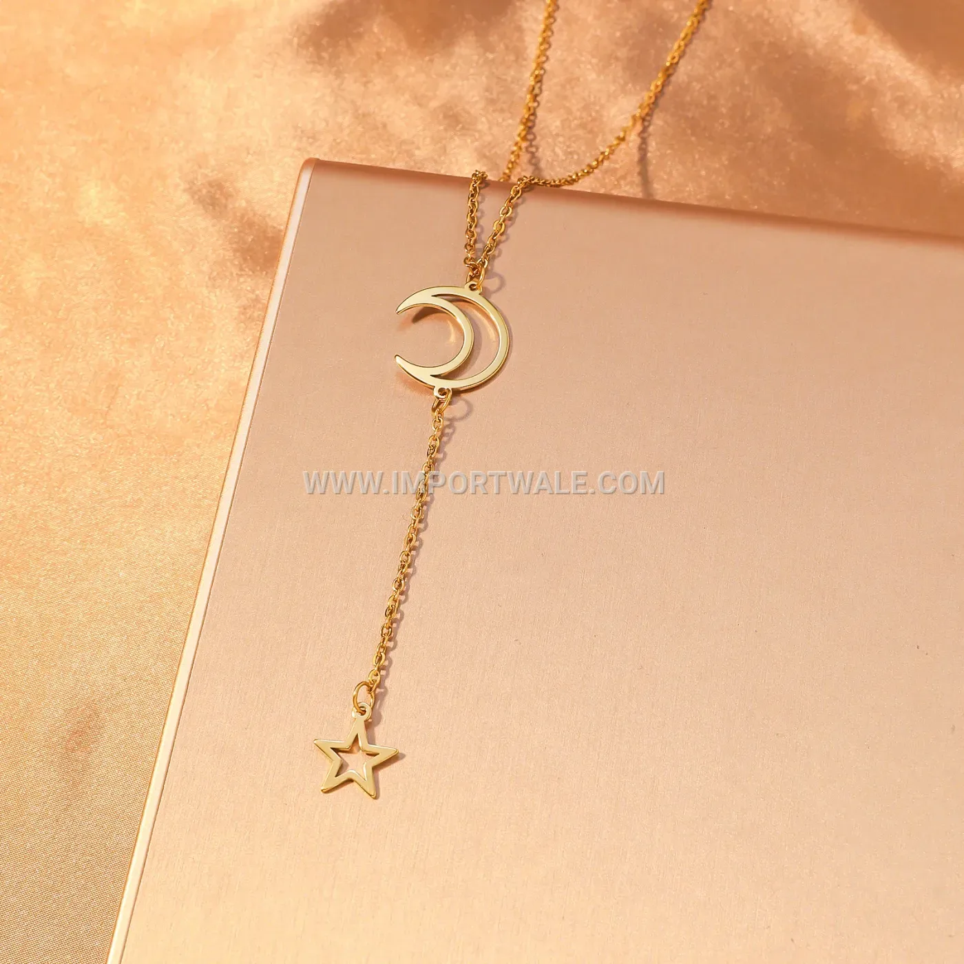 Stainless Steel Islamic Crescent Moon and Star Pendant Necklace