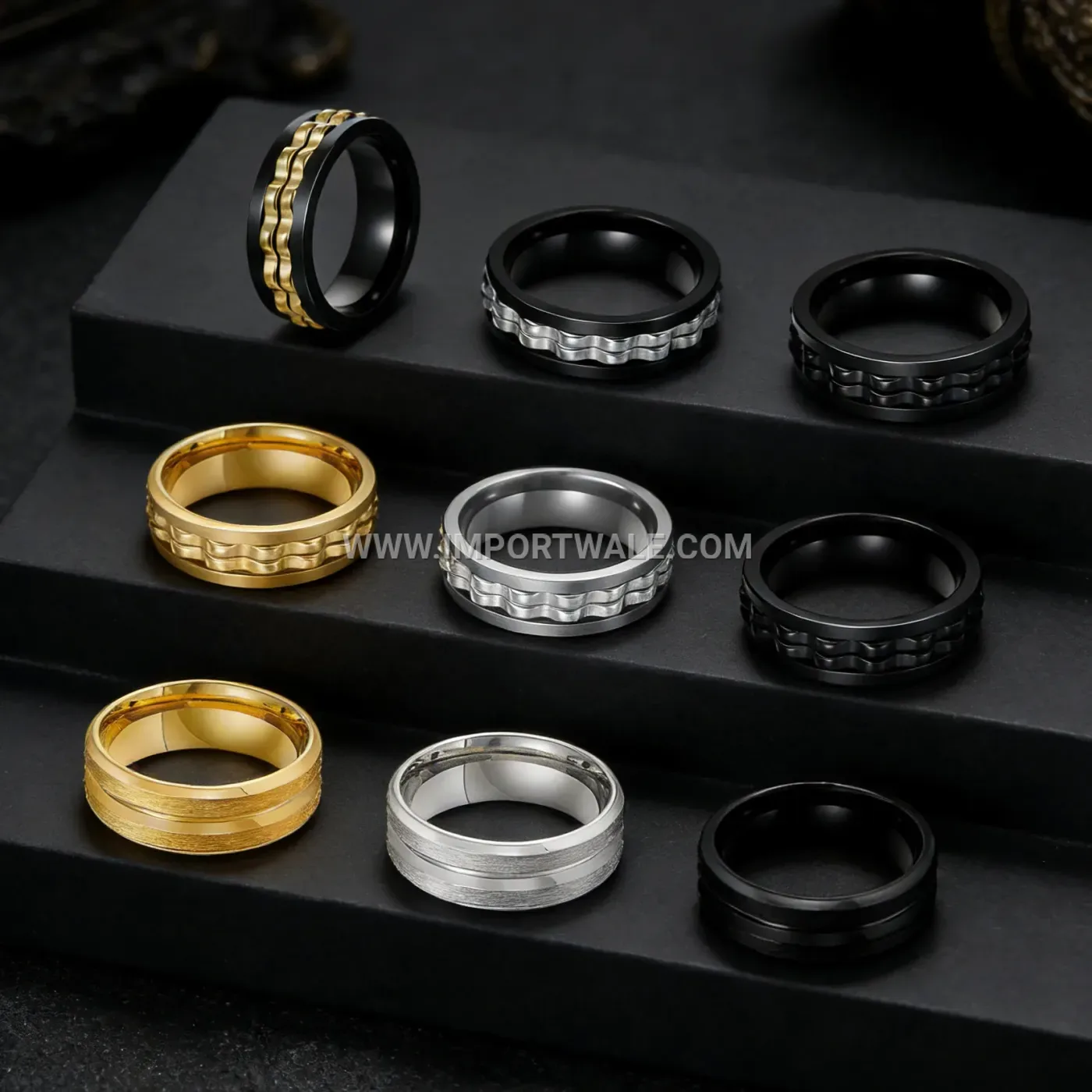 Rotatable Gear Spinner Stainless Steel Ring