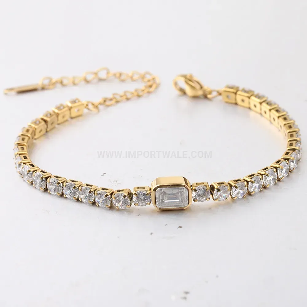 Dainty Stainless Steel Zirconia Tennis Chain Bracelet