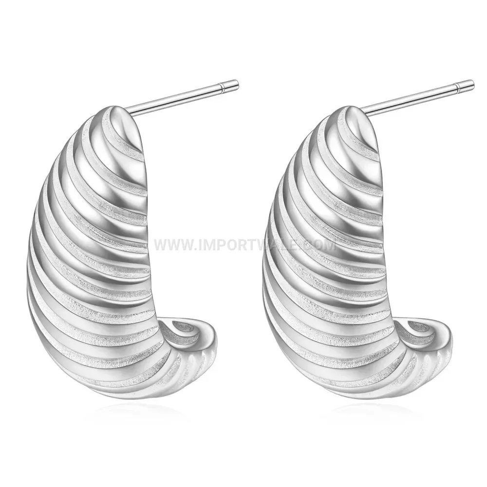 Textured Spiral Stainless Steel Stud Earrings