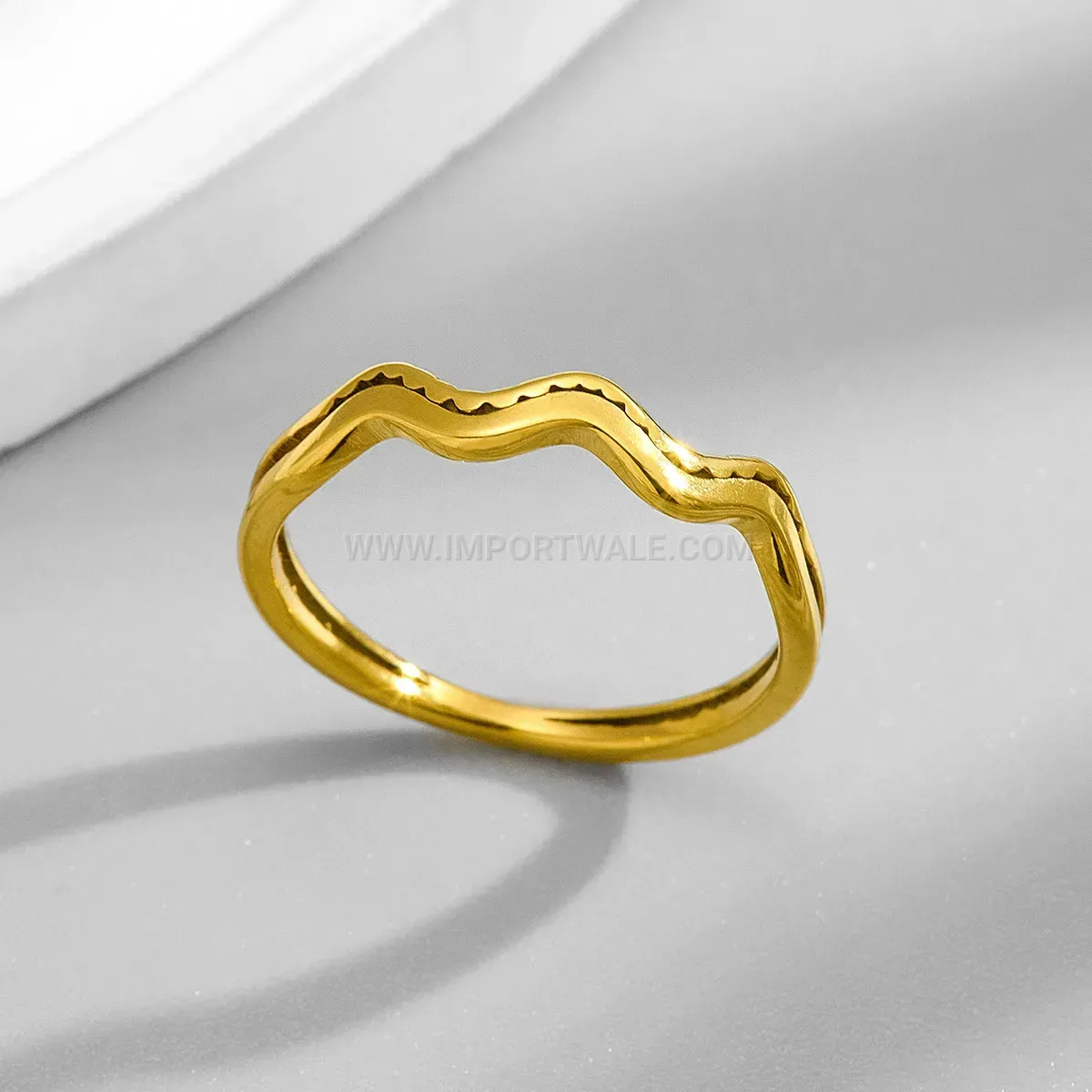 Minimalist Double Layer Wave Stainless Steel Band Ring