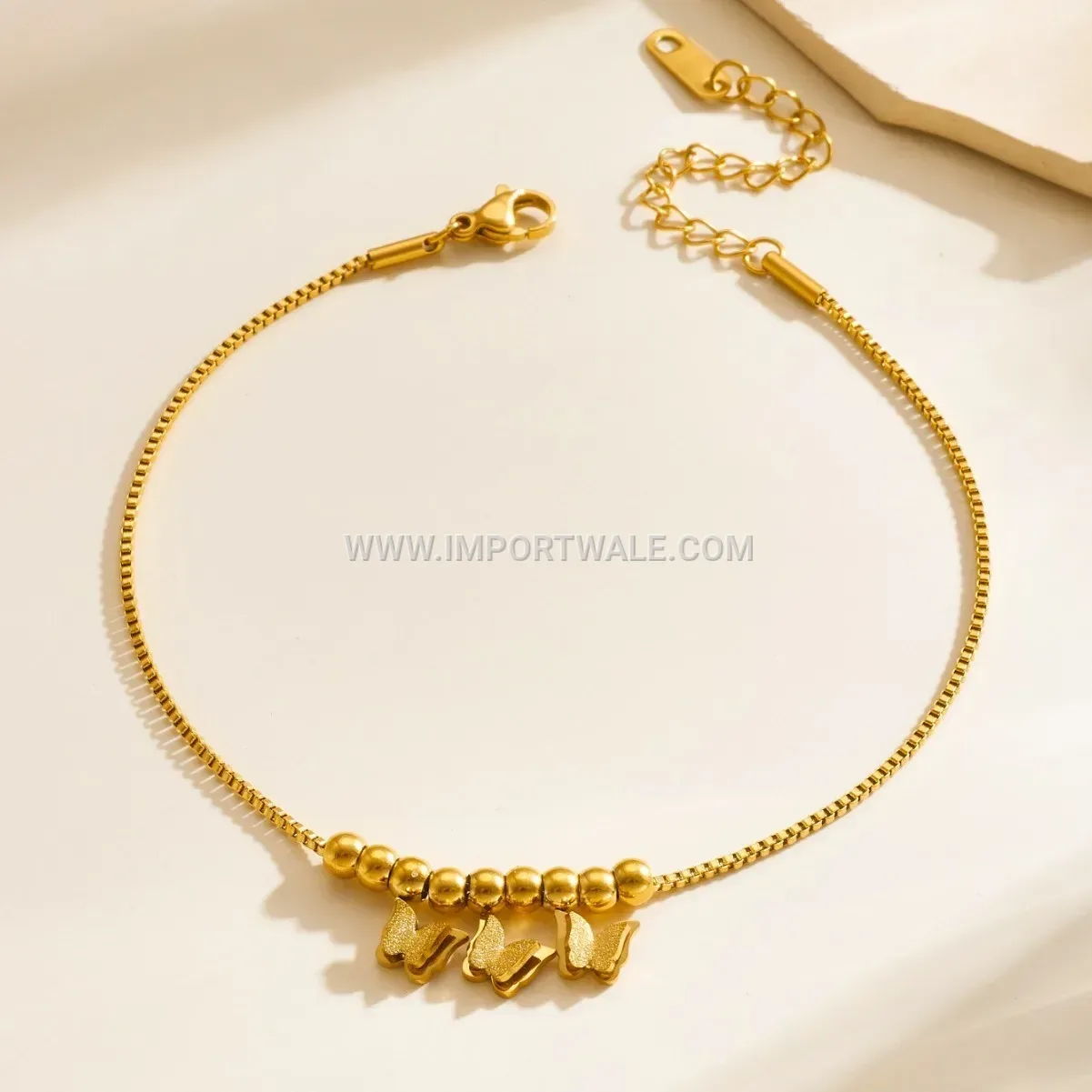 Frosted Butterfly Stainless Steel Anklet