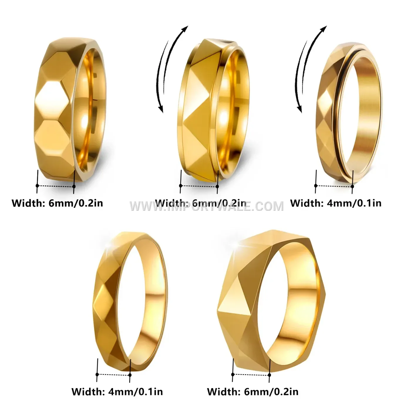 Polished Geometric Faceted Stainless Steel Band Ring