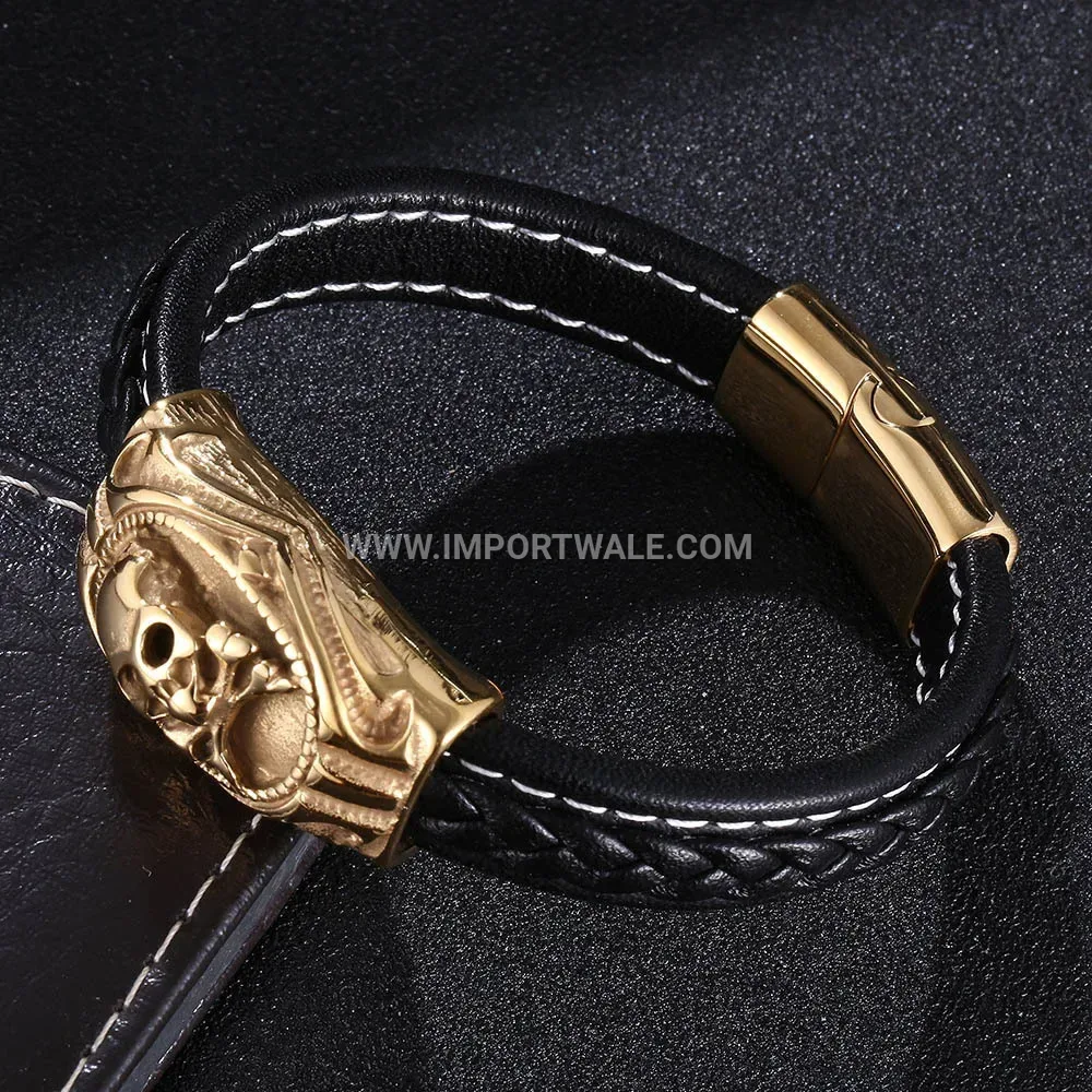 Gold Plated Stainless Steel Hematite Ceramic Adjustable Bracelet