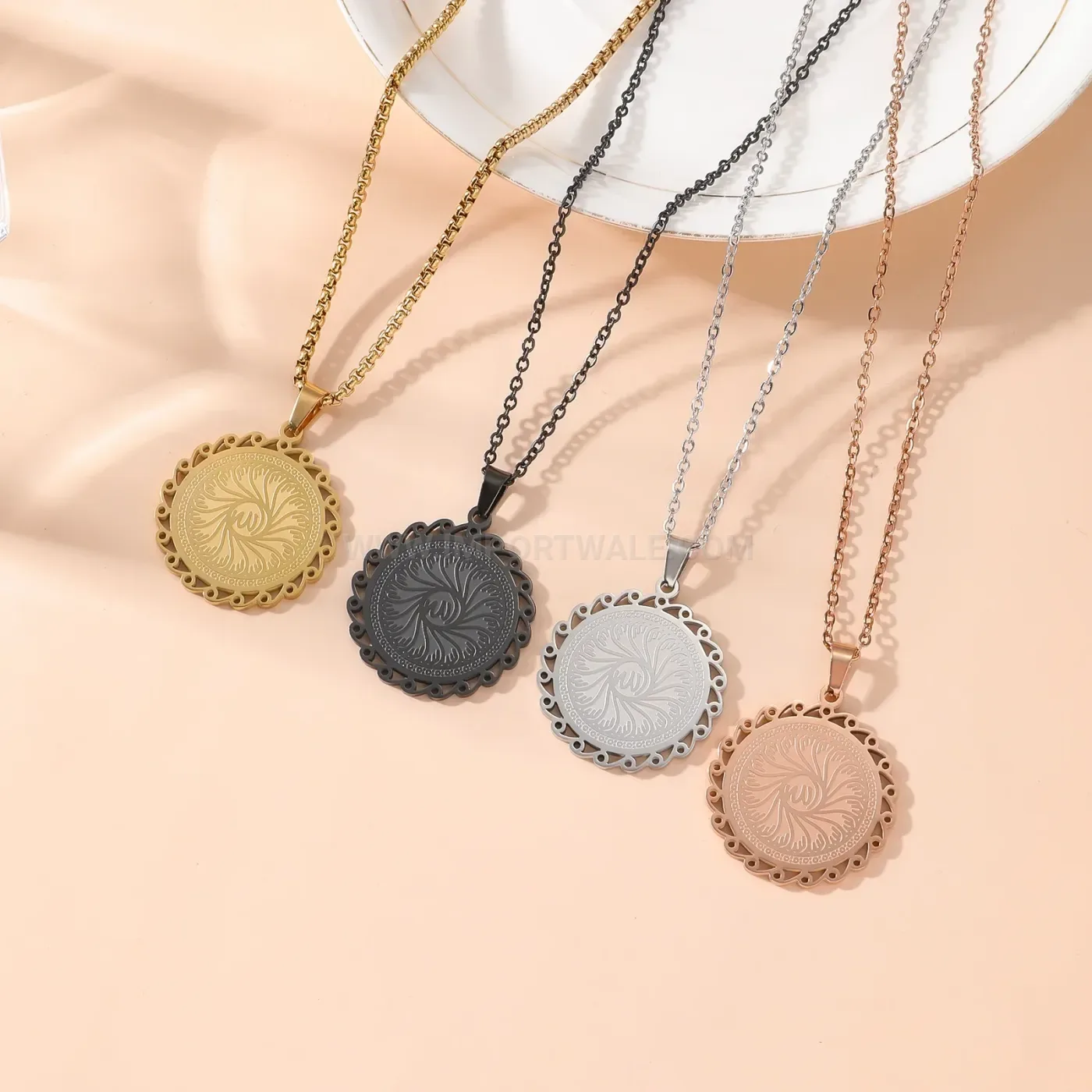 Trendy Stainless Steel Asma Al Husna Calligraphy Arabic Script Pendant Necklace