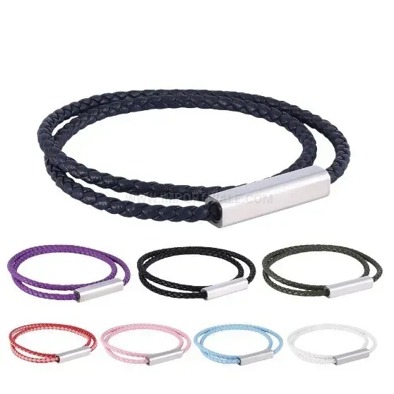 Minimalist 4mm Leather Cording Steel Accent Bracelet