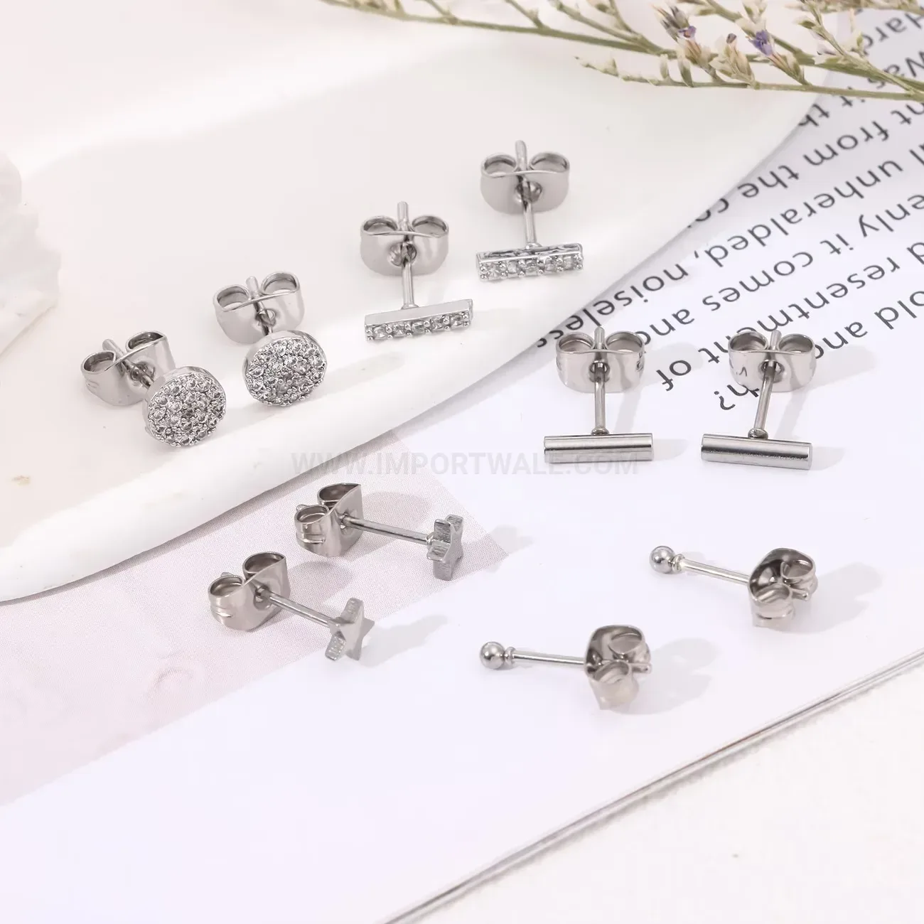 Modern Minimalist Celestial Stainless Steel Stud and Hoop Earring Set