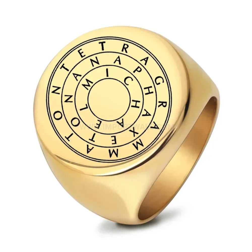 Trendy Engraved Stainless Steel Maze Pattern Round Ring