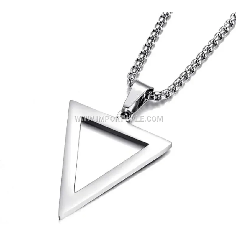 Geometric Triangle Pendant Stainless Steel Men Necklace