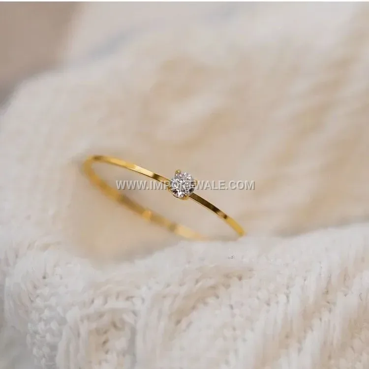Ultra Fine Stainless Steel Zirconia Solitaire Ring