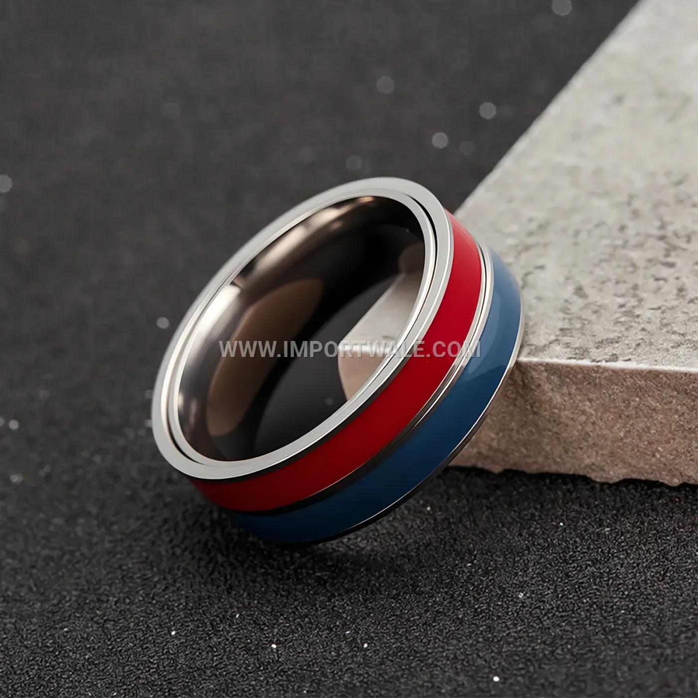 Two-Tone Geometric Spinning Stainless Steel Band Ring