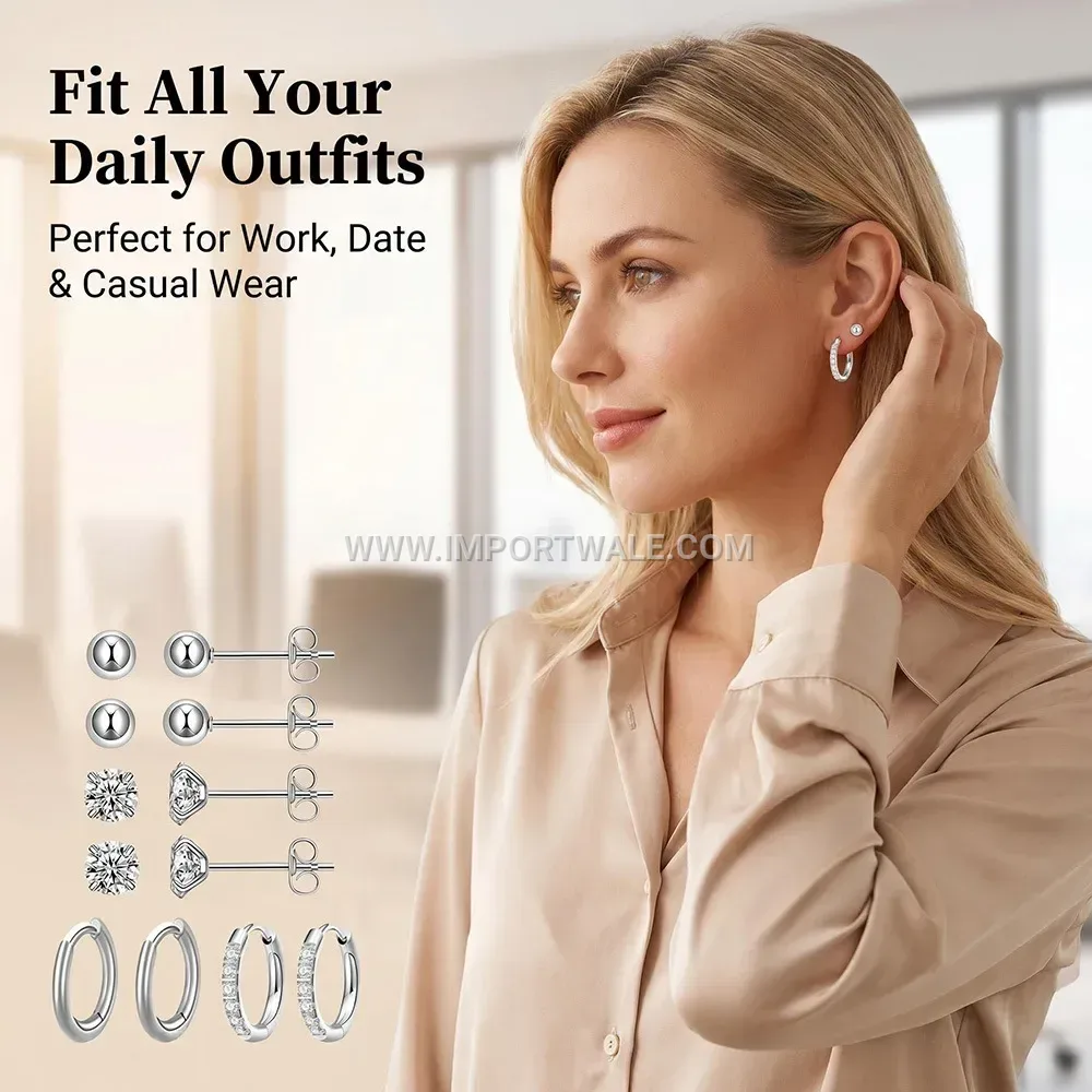 Radiant Zircon Stainless Steel Vintage Stud Earrings for Women