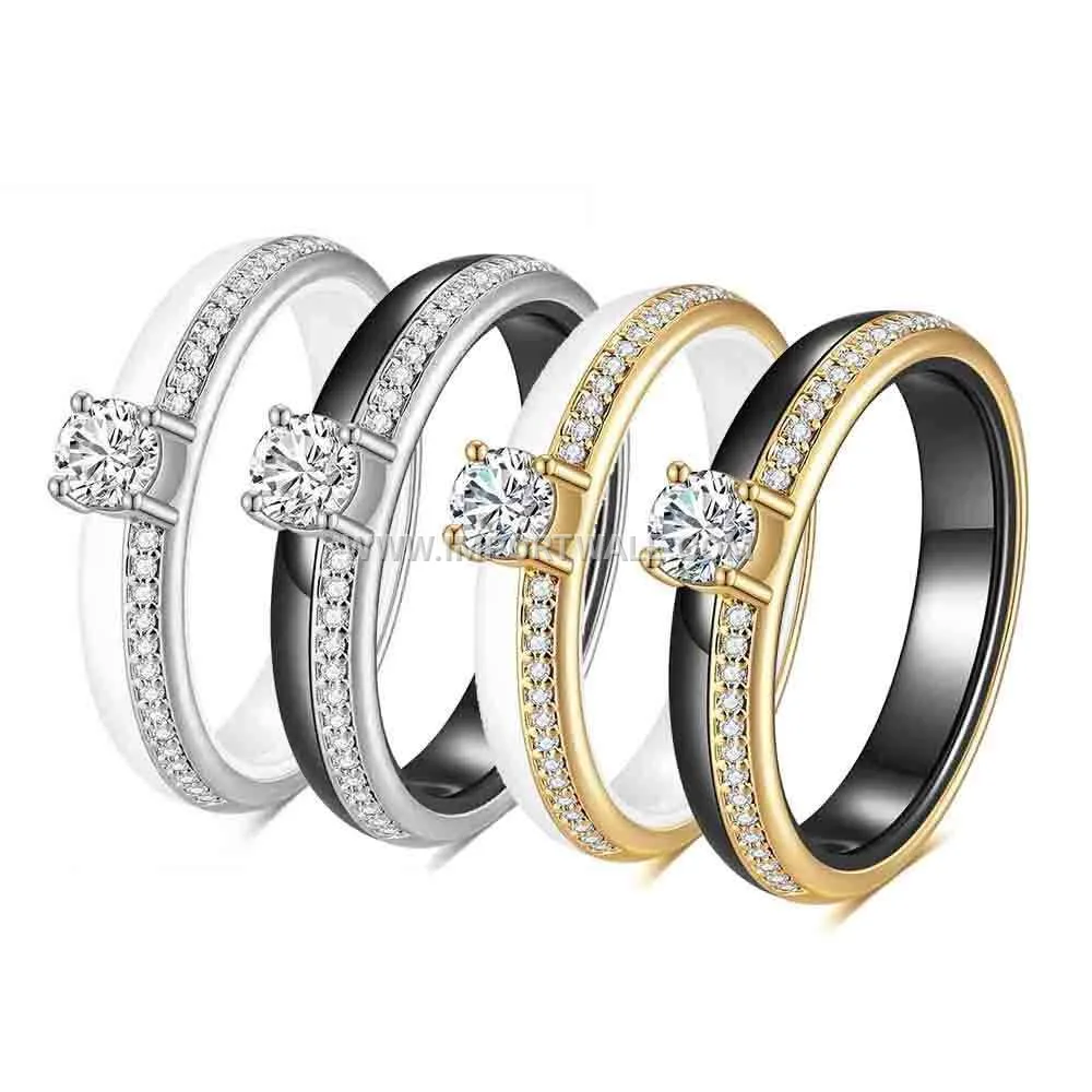 Single Row Cubic Zirconia Ceramic Band Ring