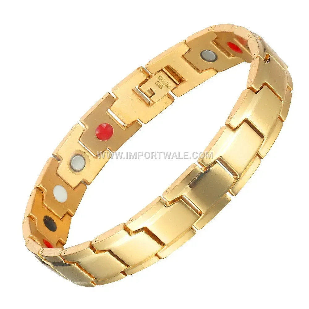 Geometric Beveled Four-in-One Magnetic Titanium Steel Bracelet