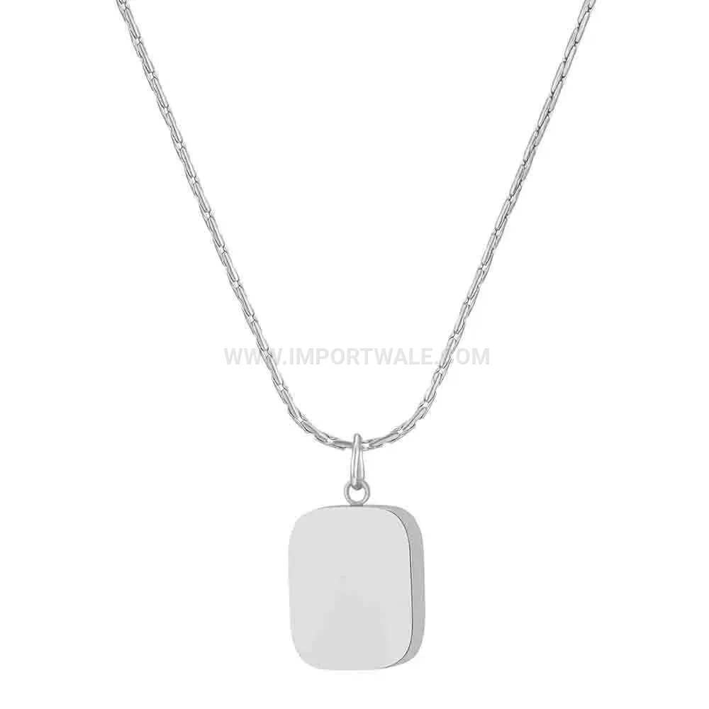 Polished Stainless Steel Geometric Cube Pendant Chain Necklace