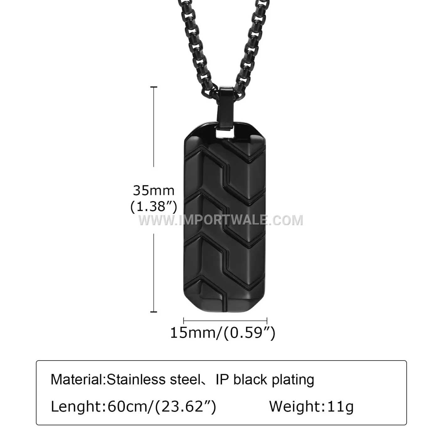 Men's Geometric Tire Pattern Stainless Steel Pendant Necklace