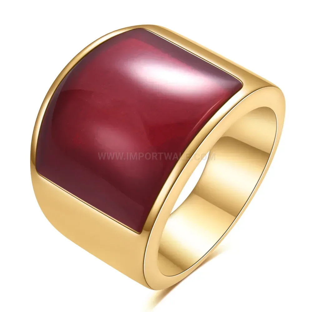 Fashion Vintage Cat Eye Gemstone Stainless Steel Statement Ring