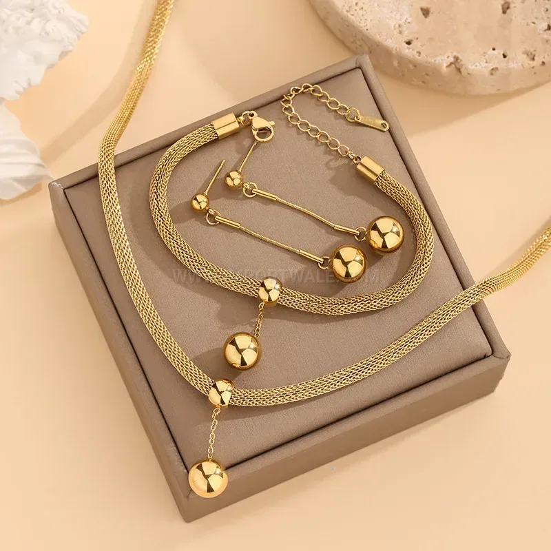 Bold Sphere Titanium Steel Cuban Chain Jewelry