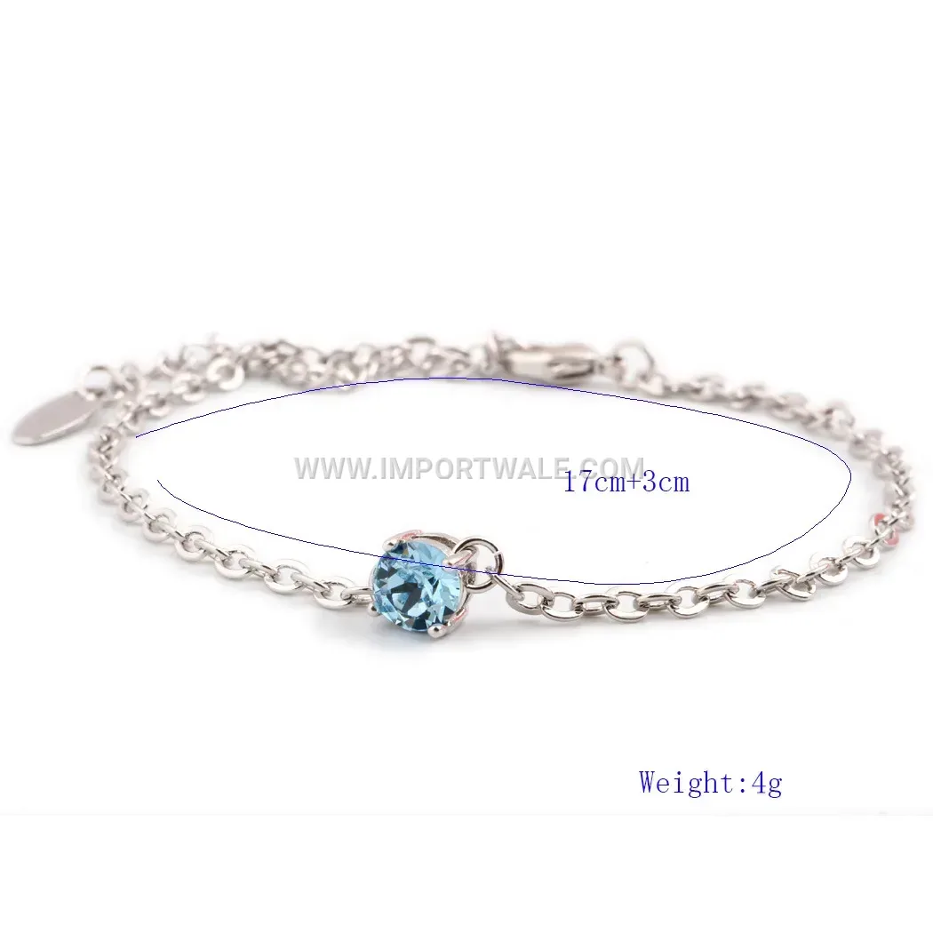 Stainless Steel Rhinestone Crystal Charm Bracelet