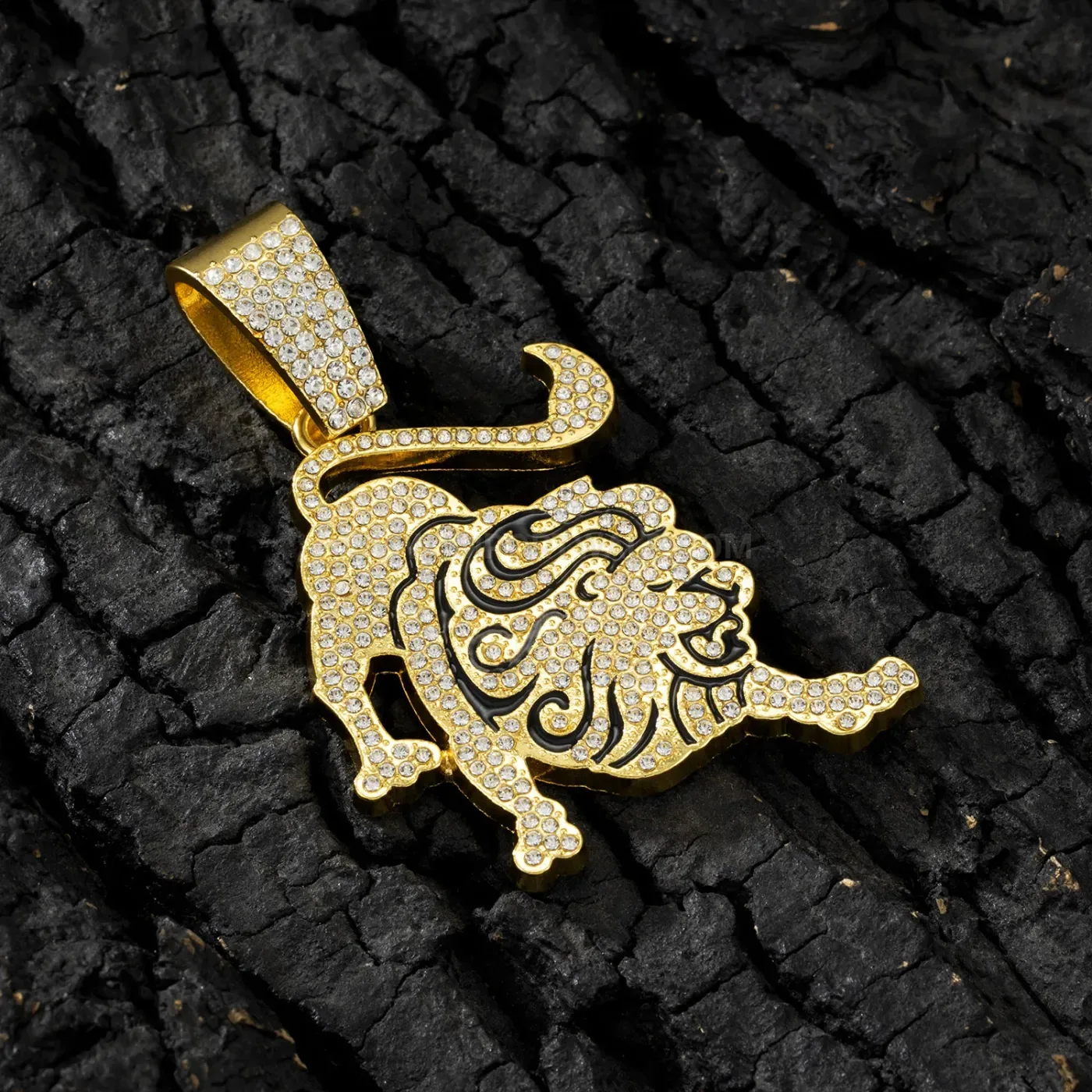 Designer Men's Iced Out Rhinestone Lion Cuban Chain Necklace
