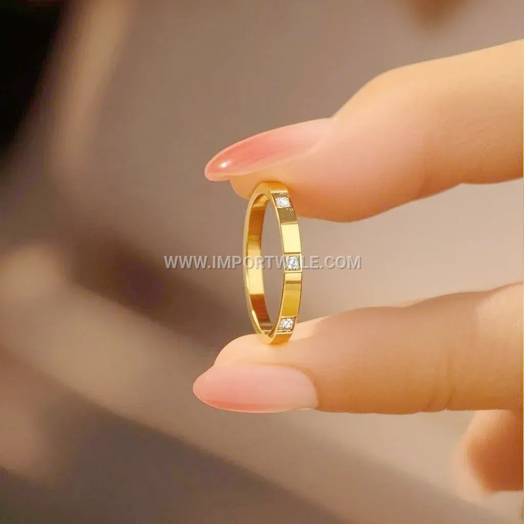 18K Gold Plated Stainless Steel Zircon Couple Ring