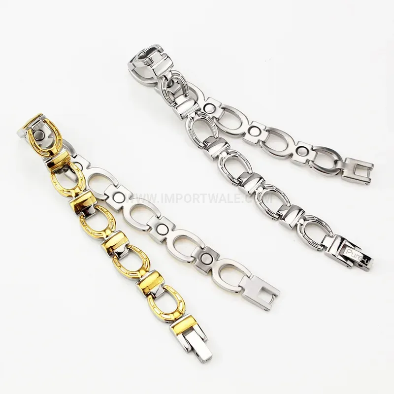 Trendy Men's Horseshoe Link Titanium Steel Bio Magnetic Bracelet