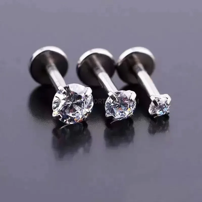 Stylish Internally Threaded Cubic Zirconia Surgical Steel Piercing Stud