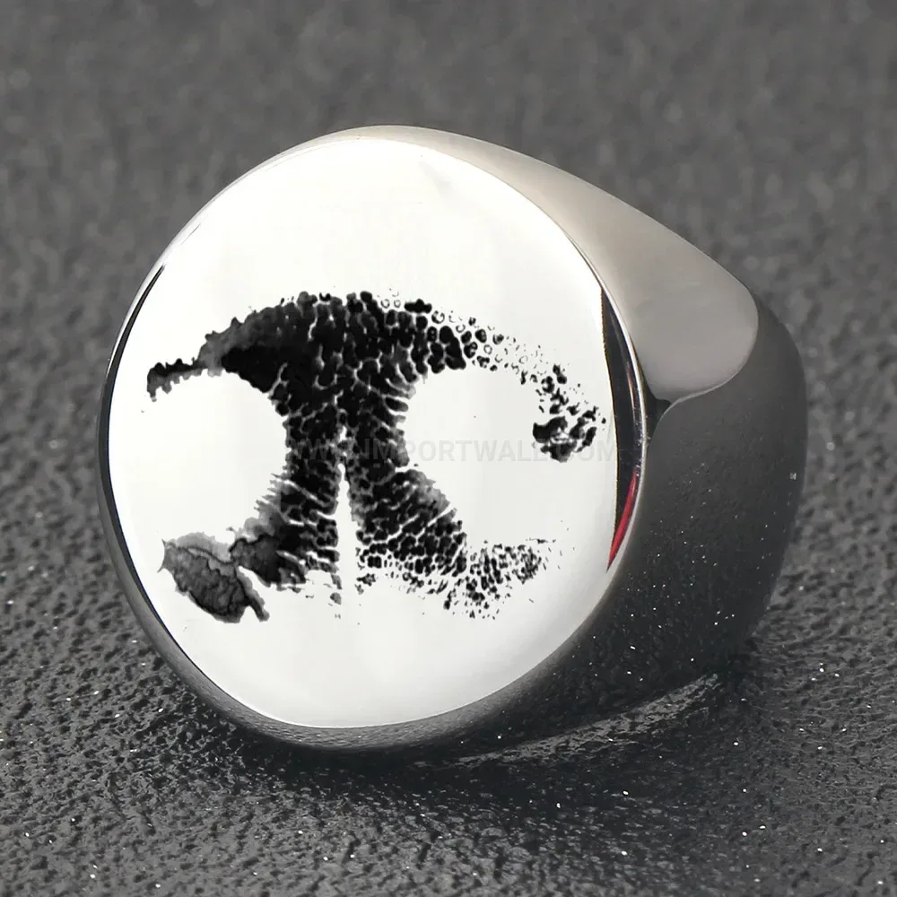 Classic Abstract Laser Engraved Stainless Steel Punk Signet Ring