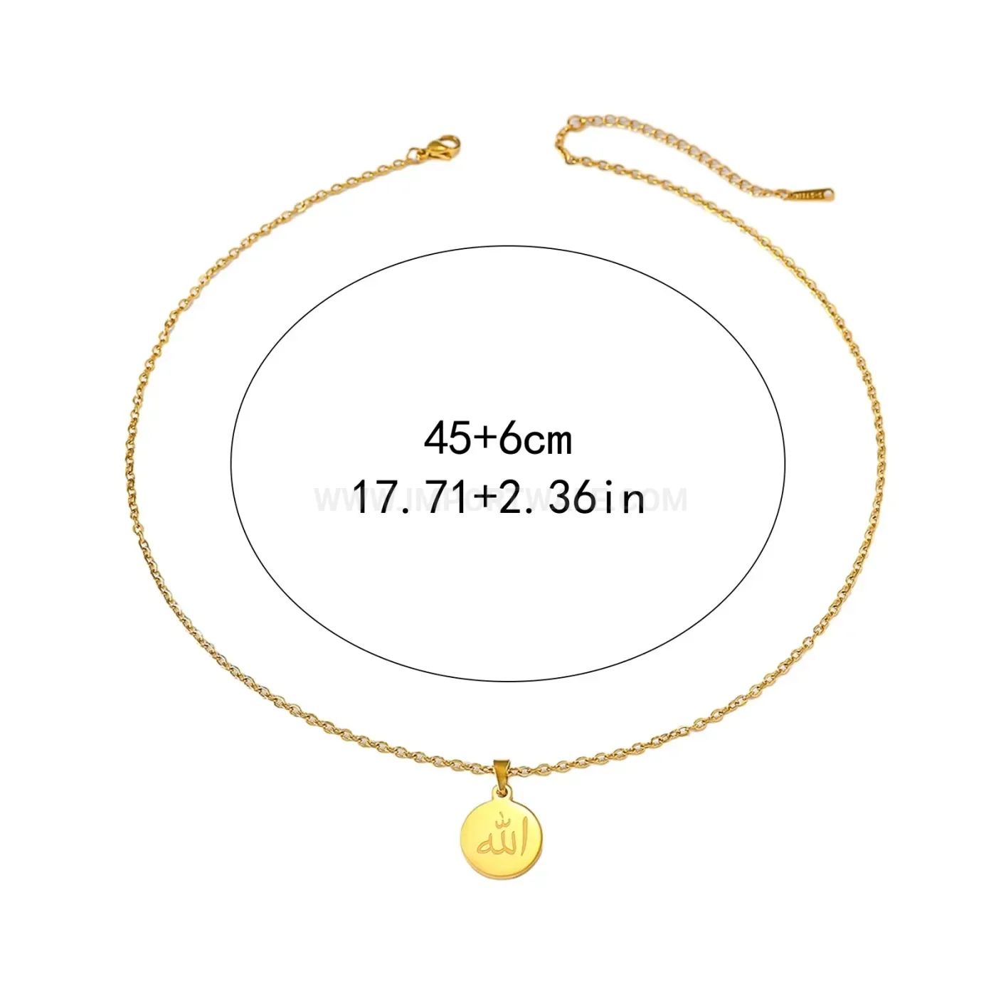Bold Stainless Steel Allah Calligraphy Pendant Necklace With Link Chain
