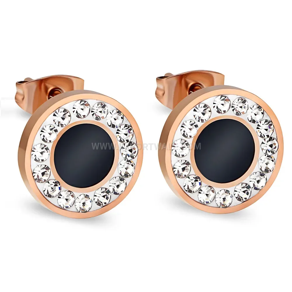 Rose Gold Stainless Steel Drip Epoxy Stud Earrings