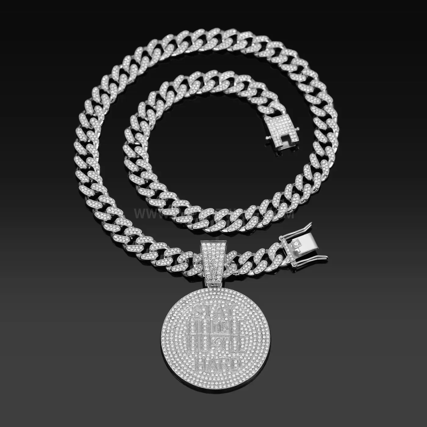 Plated Letter Graphic Pendant with Heavyweight Cuban Chain
