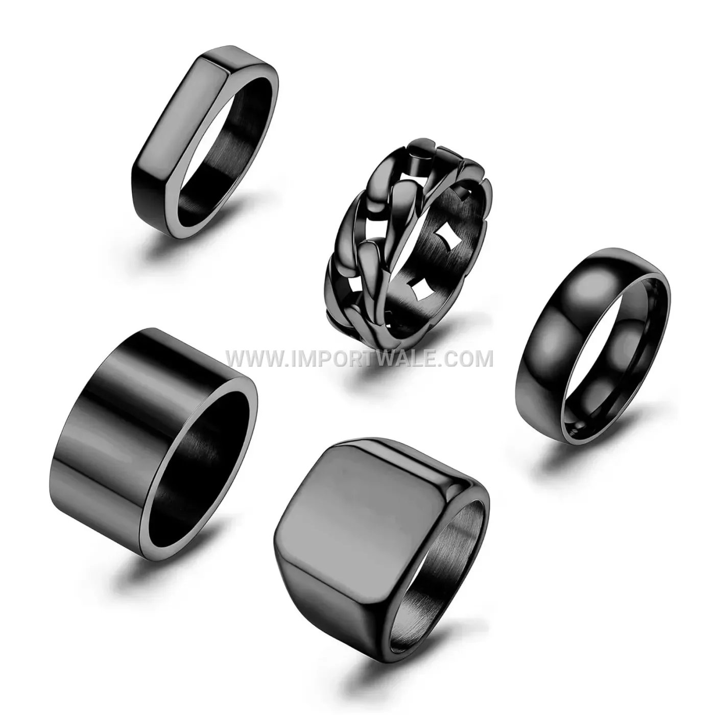 Stainless Steel Stackable Signet Ring Set