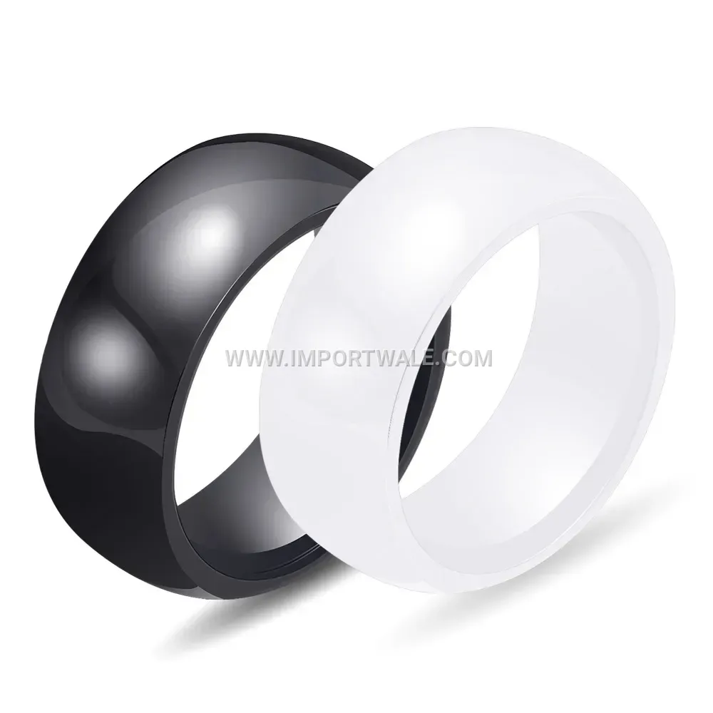 Smooth Polished High-Gloss Ceramic Band Ring