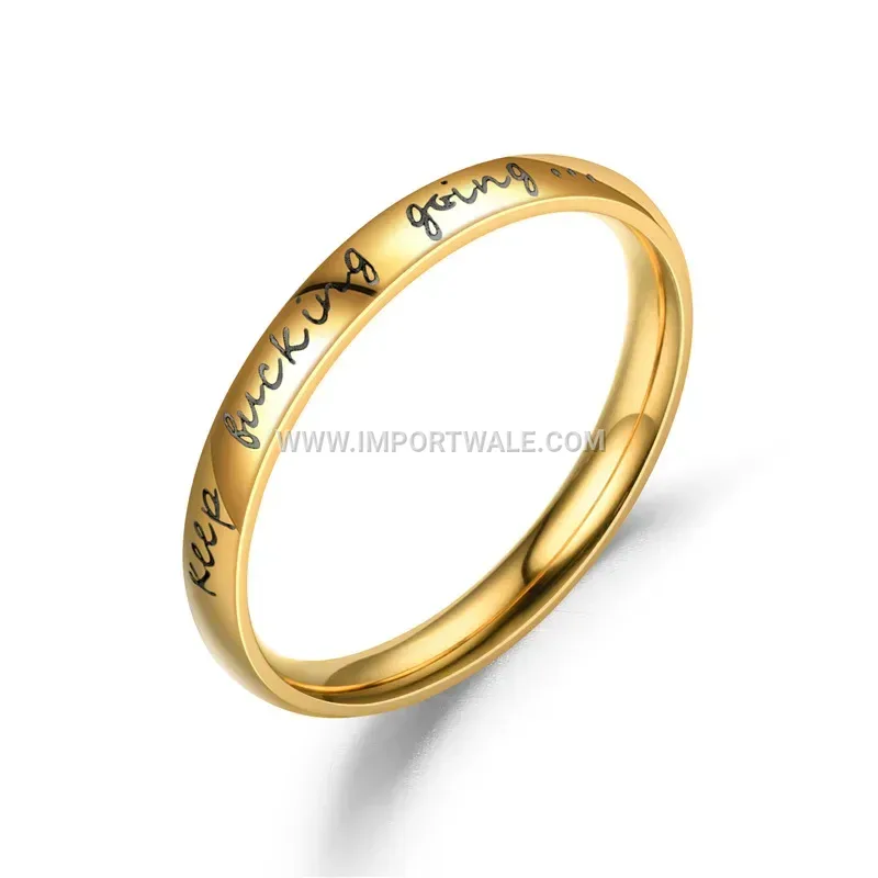 Slim Stainless Steel Motivational Engraved Stacking Ring