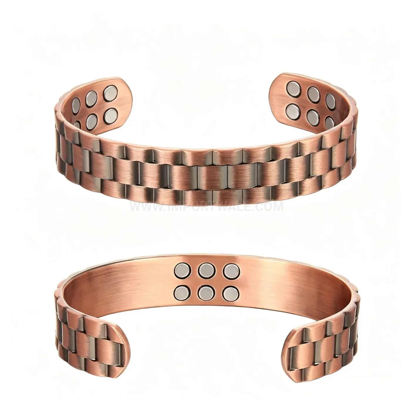 Vintage Woven Pattern Copper Magnetic Open Bio Bracelet