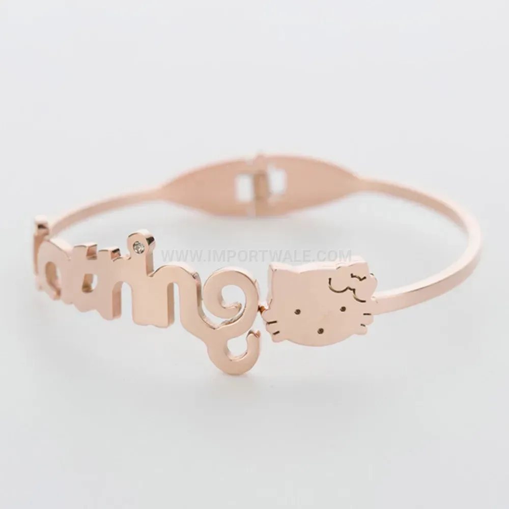 Elegant Dainty Kitten Stainless Steel Open Bangle Bracelet