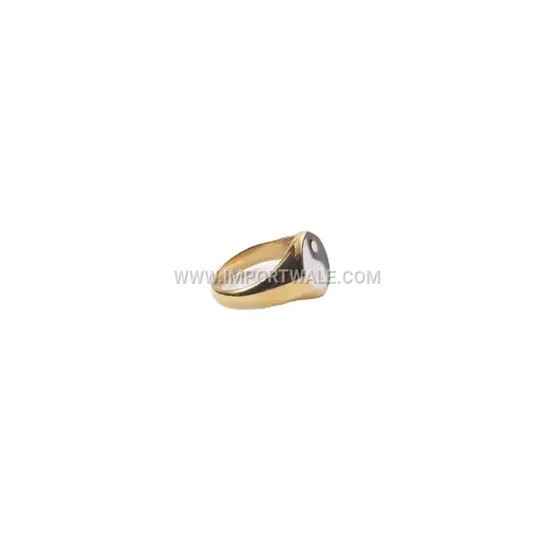 Gold Plated Stainless Steel Yin Yang Bagua Geometric Ring