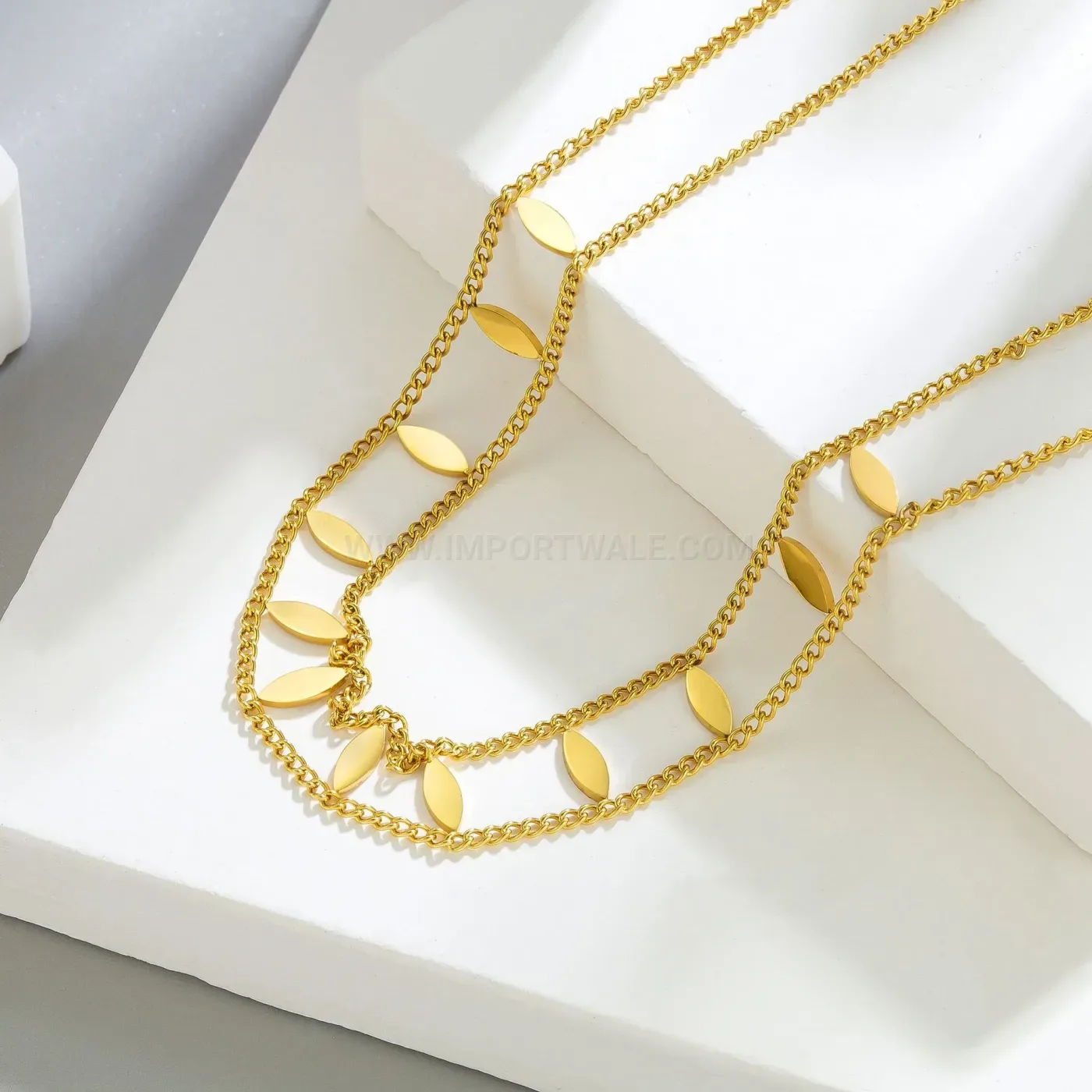 Designer Layered Titanium Steel Rhombus Pendant Choker Necklace