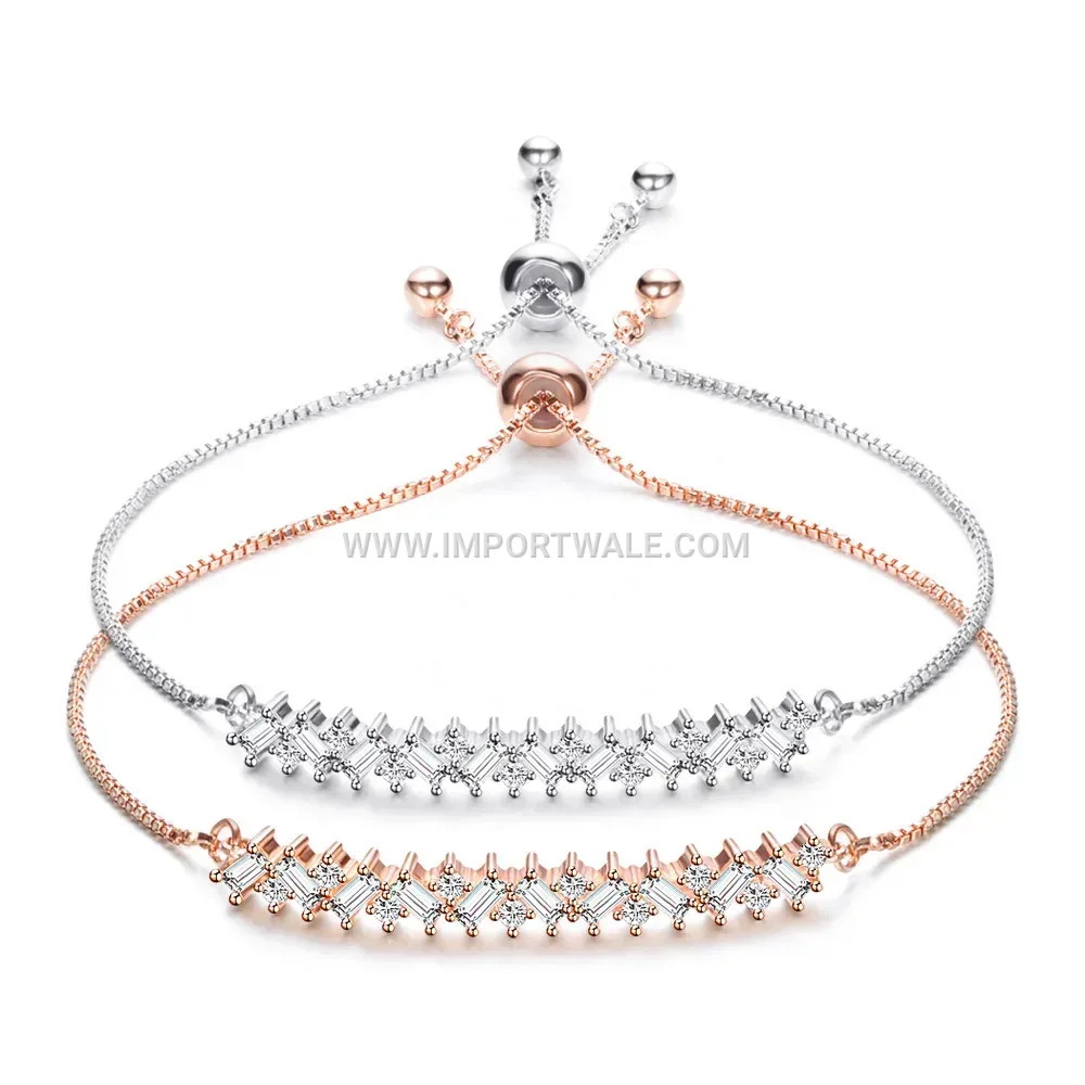 Dazzling Crystal Zircon Chain Bracelet in Gold Tone